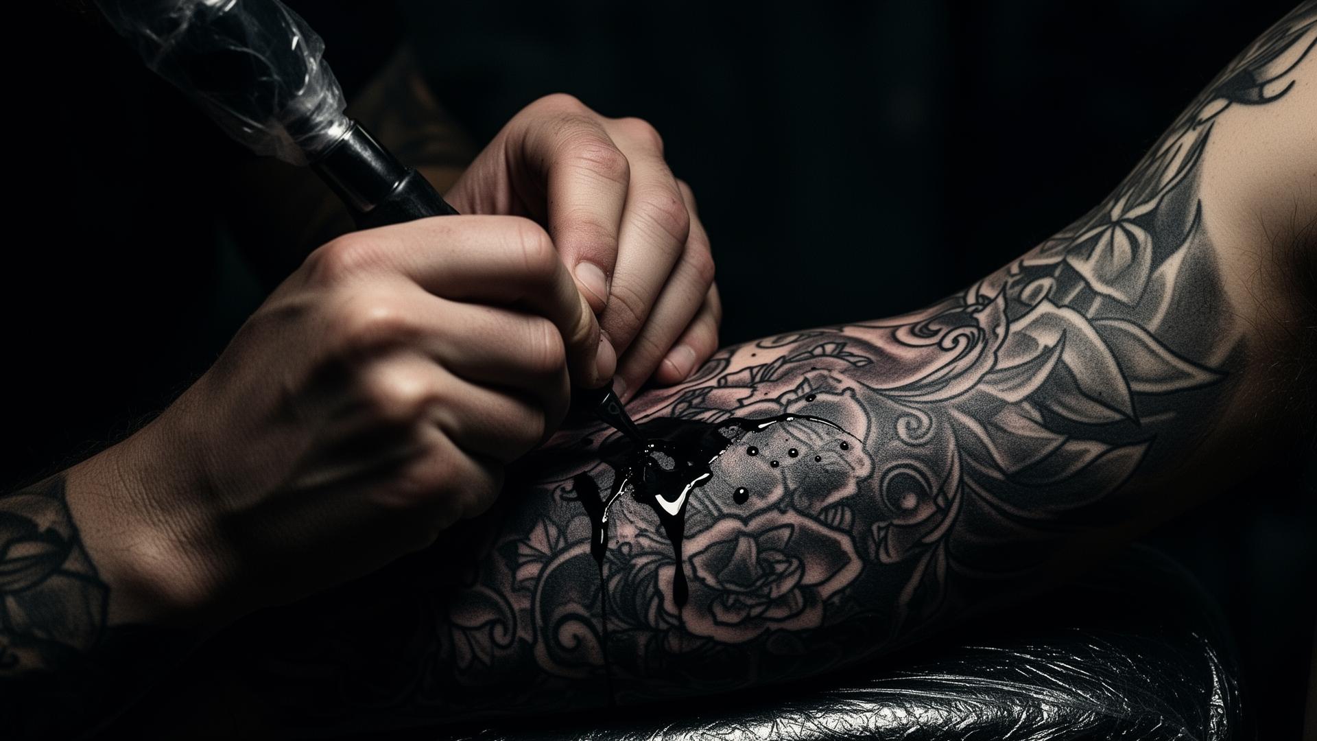 Tattoo artist at work